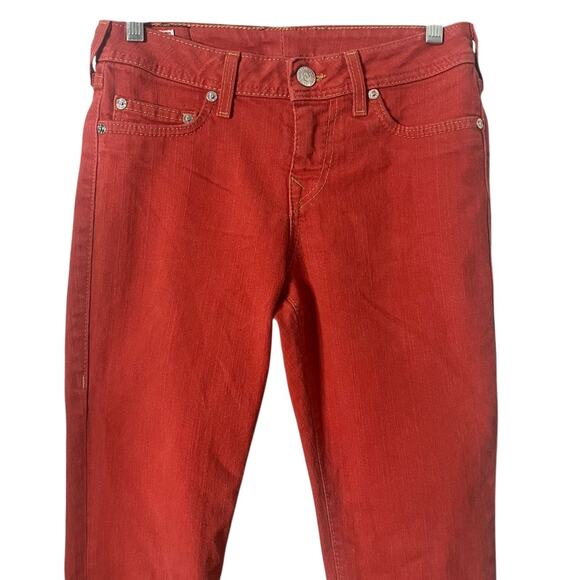 True Religion Halle Skinny Jeans Womens 28 Red Stretch Mid Rise Made in USA - Picture 5 of 9